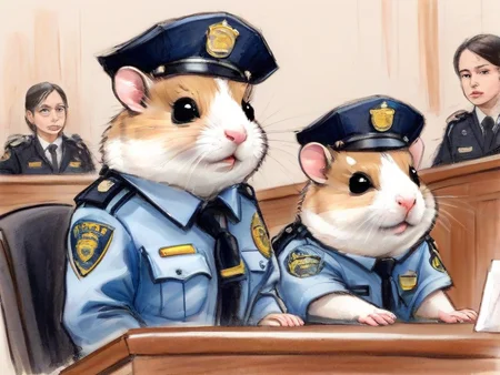 <lora:PE_CourtRoomSketchV2:0.8> PECourtRoomSketch, courtroom,
a cute hamsters, wearing police uniform