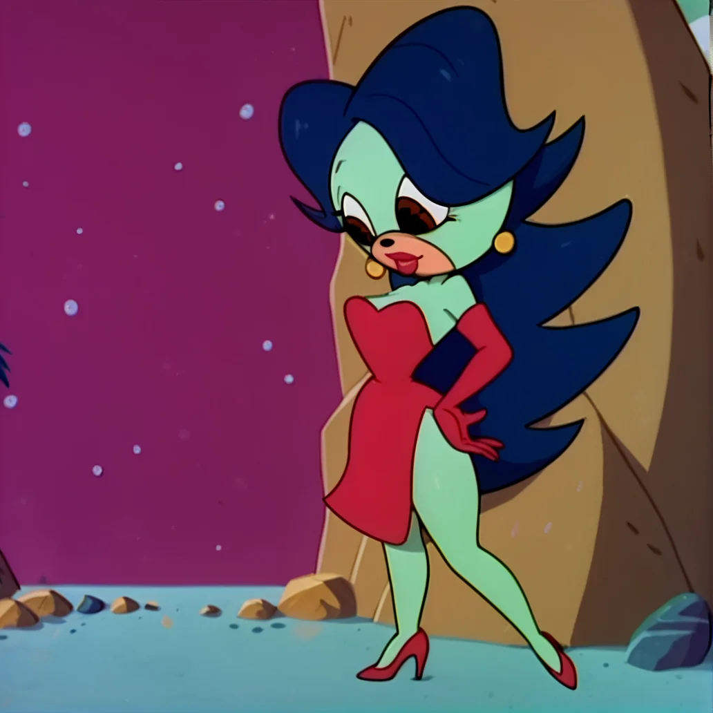 score_9, score_8_up, score_7_up, score_6_up, score_5_up, score_4_up, BREAK, <lora:Breezie_the_hedgehog:1>, breeziethehedgehog, 1girl, solo, breasts, black hair, gloves, dress, bare shoulders, jewelry, blue hair, standing, full body, elbow gloves, high heels, strapless, makeup, looking down, strapless dress, furry, snow, side slit, red gloves, snowing, dark blue hair, long hair, furry female, red dress, red elbow gloves, green fur, body fur, earrings, brown eyes, red lipstick