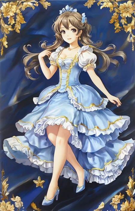 masterpiece,best quality,<lora:tbh354-sdxl:0.75>,illustration,style of Baroque patten portrait of idolmaster cinderella girls,