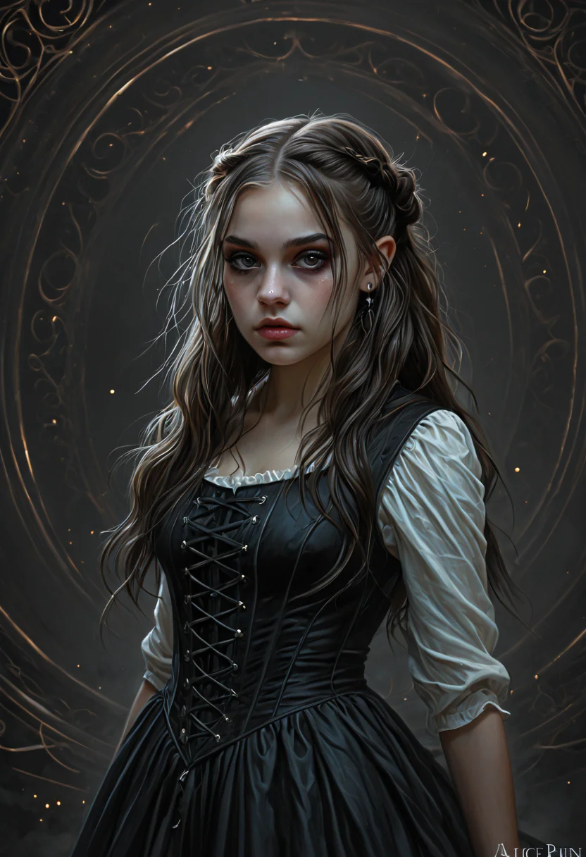 <lora:Alice Prin OC-000005:1>,Alice Prin,1girl,<lora:CB-Gothic-000004:1>,Charlie Bowater,gothic art,
