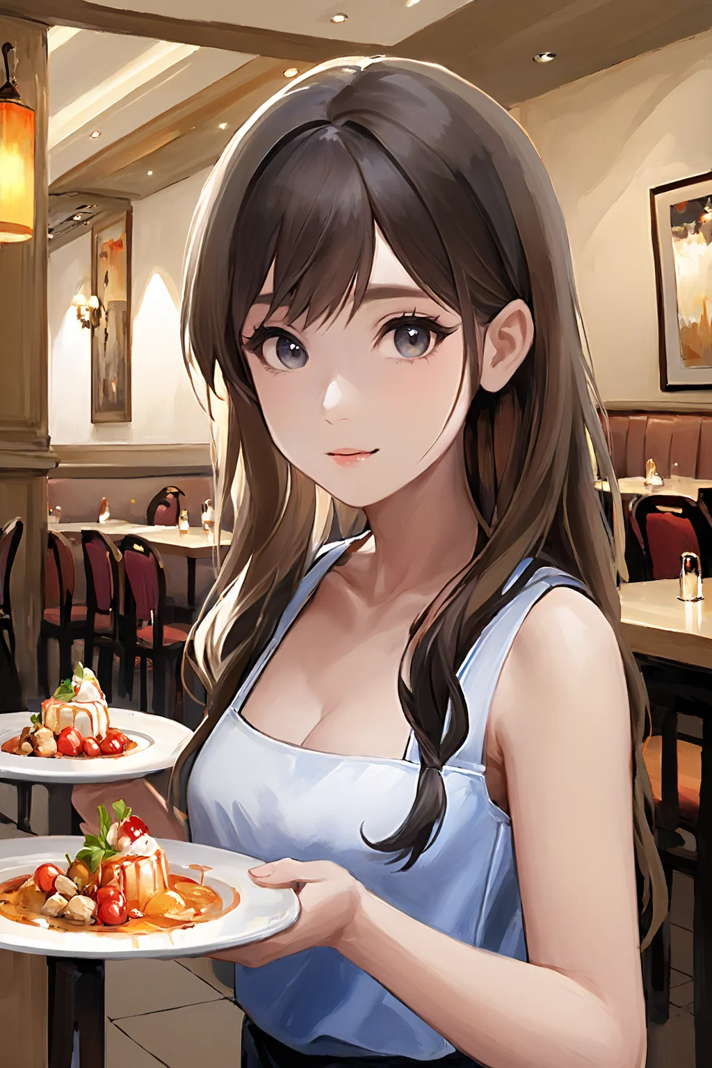 Masterpiece, best quality, 1girl, <lora:kwFemaleBeta122_SDXL_v1:1>,
waitress,restaurant,food,drink