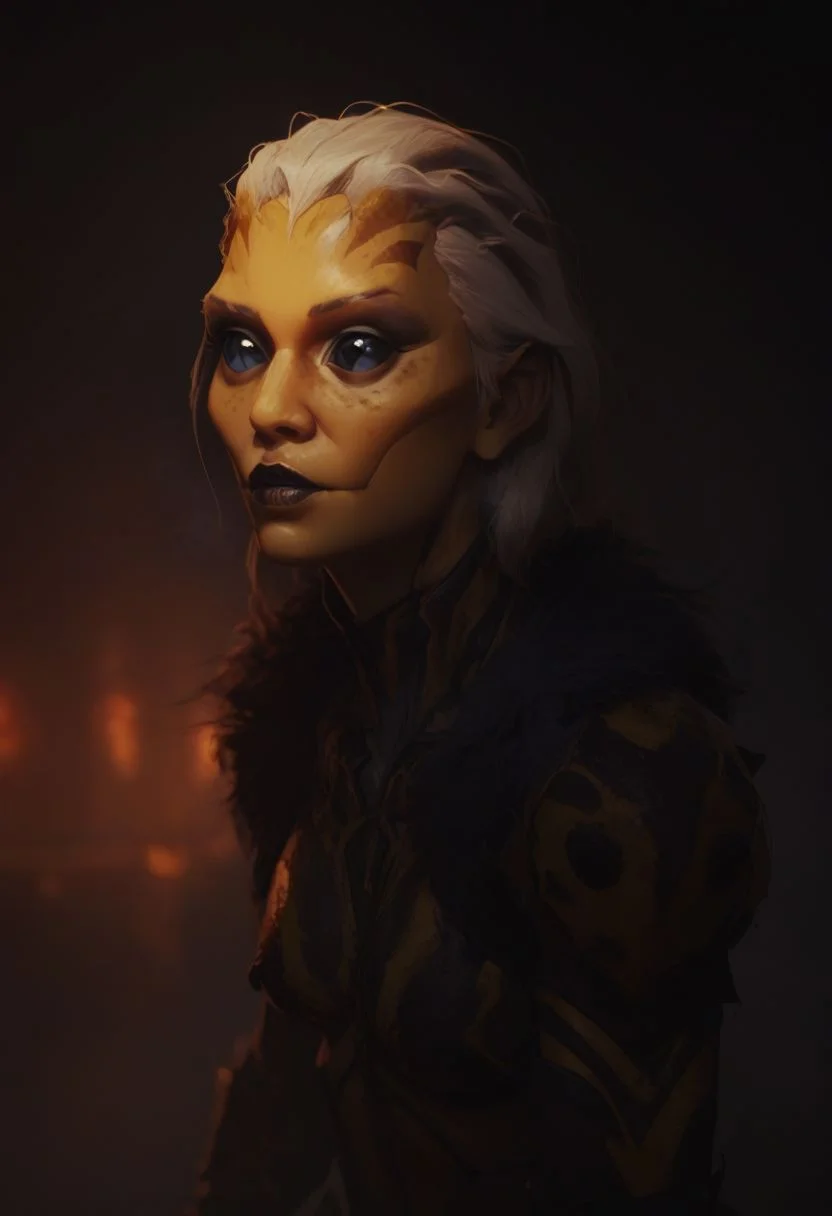 score_9, score_8_up, score_8_up, raw, Thri Kreen, colored sclera, beetle antennae, 2 pairs of hands, black eyes, black chitin, yellow face chitin, yellow stripes, insect wings, white hair, black antennae, fur collar, steel armor, fantasy background, blurred background, arthropod abdomen, arthropod, insect, insect hive background, blurry background, honey, dripping honey, gloden diffuse lighting, dark lighting, Dvorah,
BREAK, arcan3styl3v1, 43stl1ght1ng, low light, dramatic lighting, darkness, smoke, neon, spotlight, concept art, realistic, dark theme, low light,
