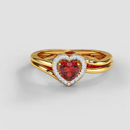ring, heart shape red crystals on top, golden,reflection<lora:diamond:1>