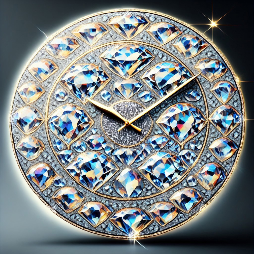 (photorealistic), clock made of diamonds, iridescent, score_9