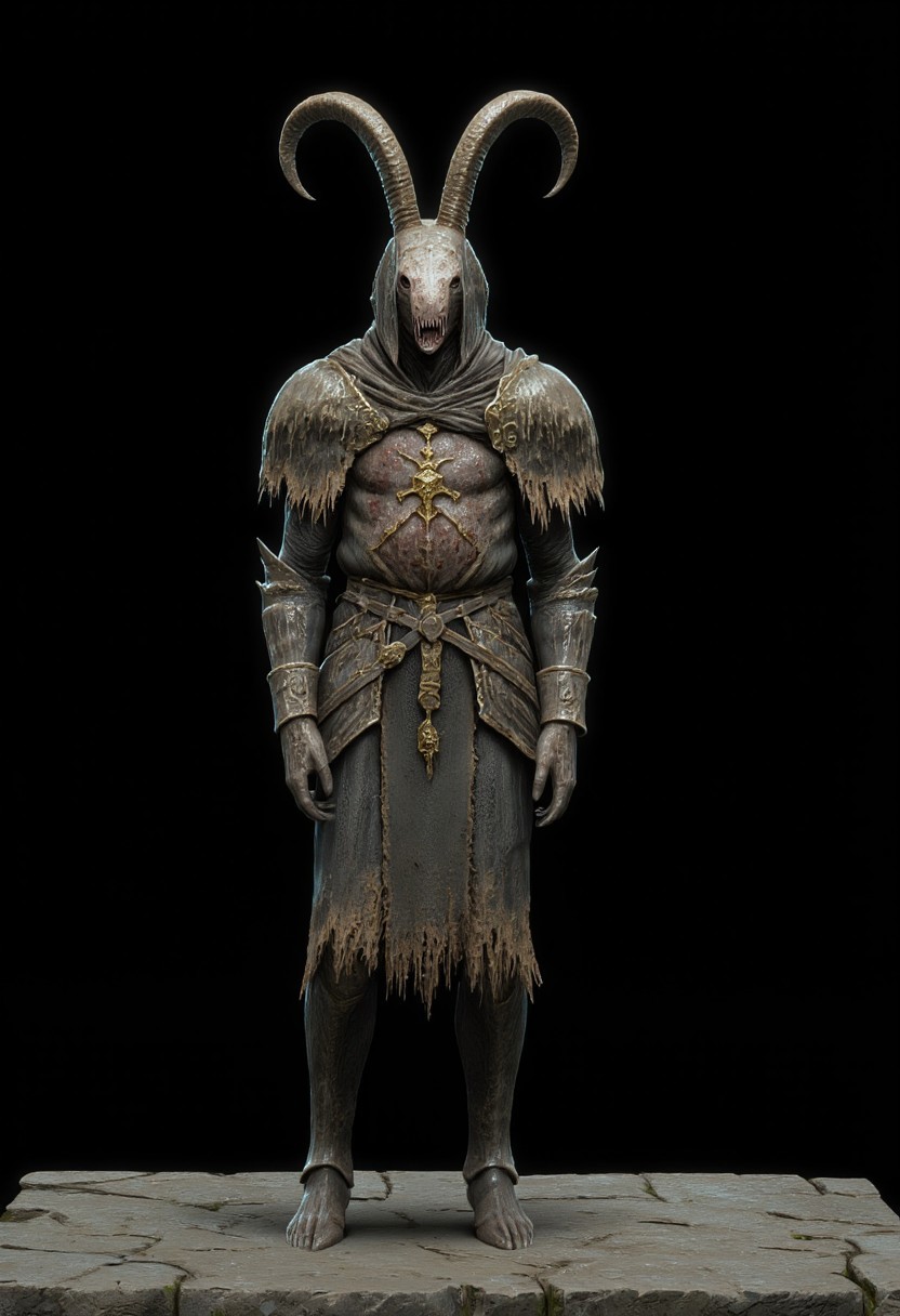malformed hobo Miner lizardman in a roman soldier armor mixed with legionnaire attire, Toad shaped skull, elongated cobra neck, horse hoofs instead of legs
Standing on a flat ground
Set against a solid dark black color background to emphasize its unsettling unnatural form that emphasizes its silhouette. The medium is not a traditional painting or illustrative medium like watercolor or ink but rather a digital 3D rendering.
MikeFranchinastyle, bbstyle,, horror theme,, ZBClay model of a gray sculpture, zbrush, d4arks0uls, overcast lighting