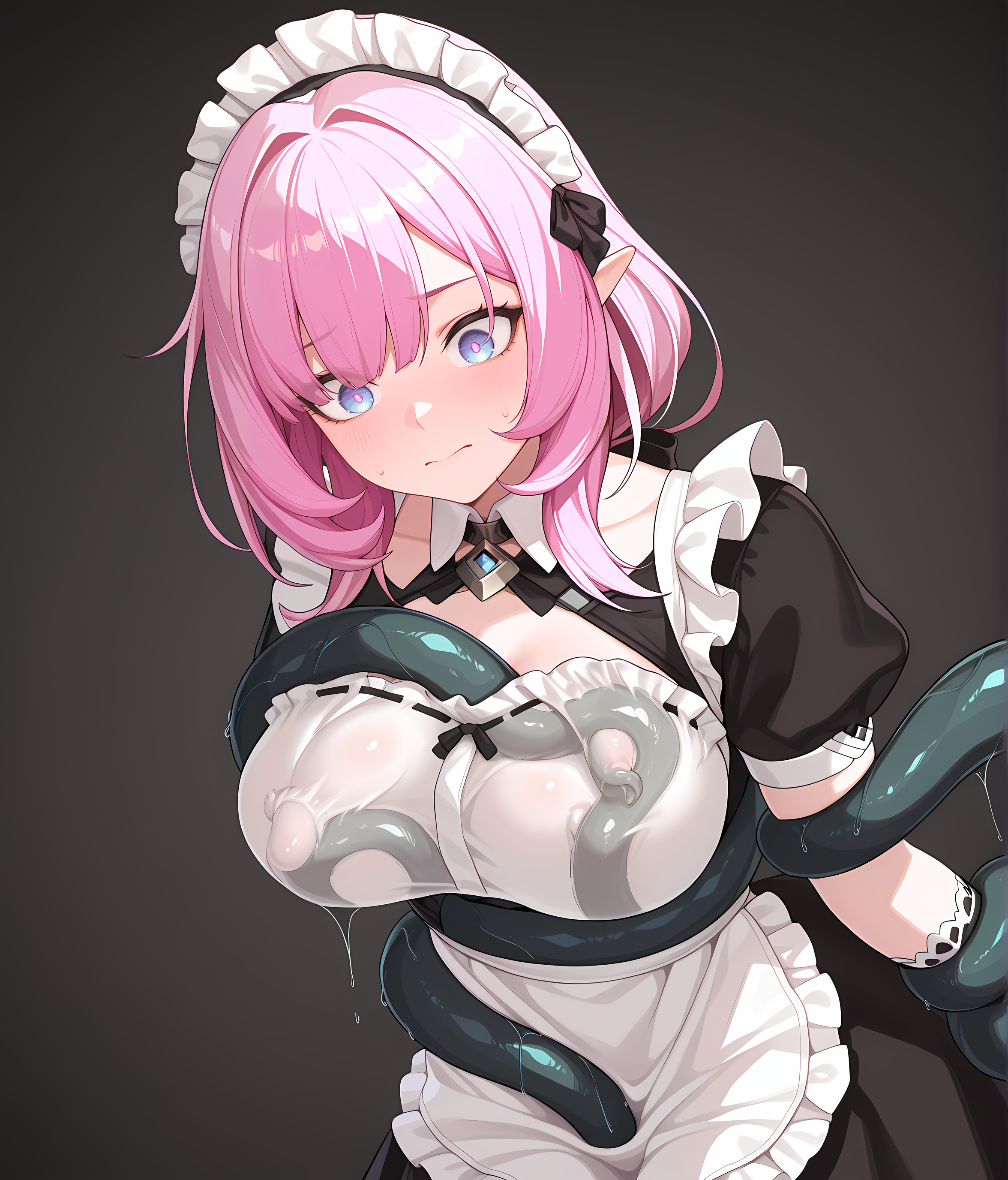 <lora:Tentacles_Augment:1.3>,(elysia \(honkai impact\):0.7),maid headdress,maid,maid apron,tentacles under clothes,, masterpiece,best quality,amazing quality, very aesthetic, absurdres,detailed eyes,ultra-detailed,
