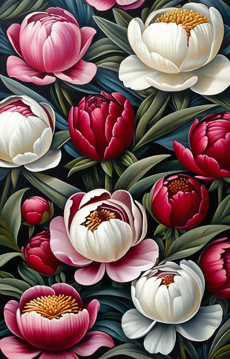 masterpiece,best quality,<lora:tbh205-sdxl:0.9>,illustration,style of Catherine Abel decaying peonies
