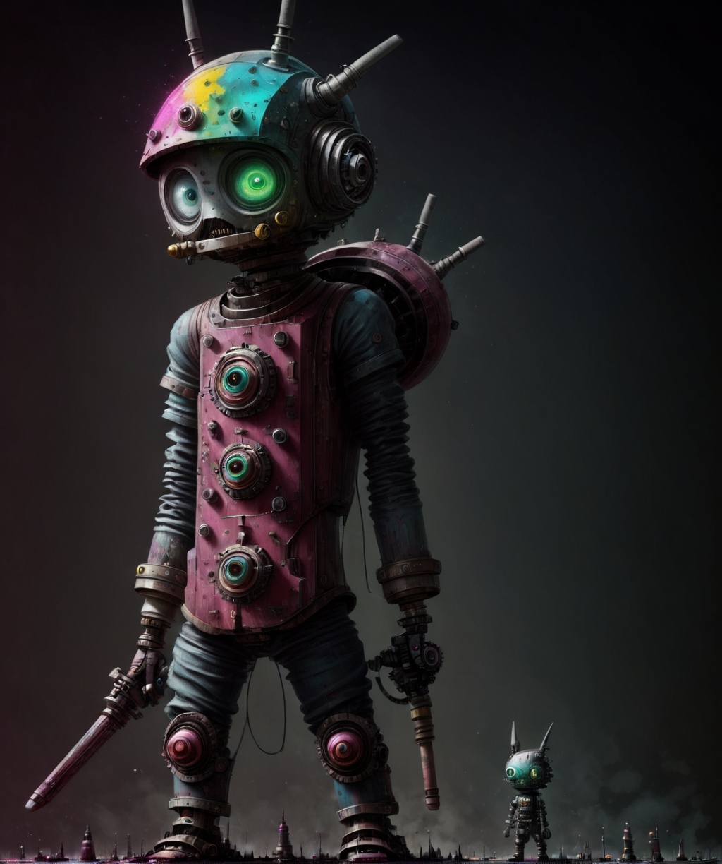 Amazing painting, boy, 10k ultra resolution, Science Fiction, weapon, <lora:drkkaw_epoch_10:0.8>