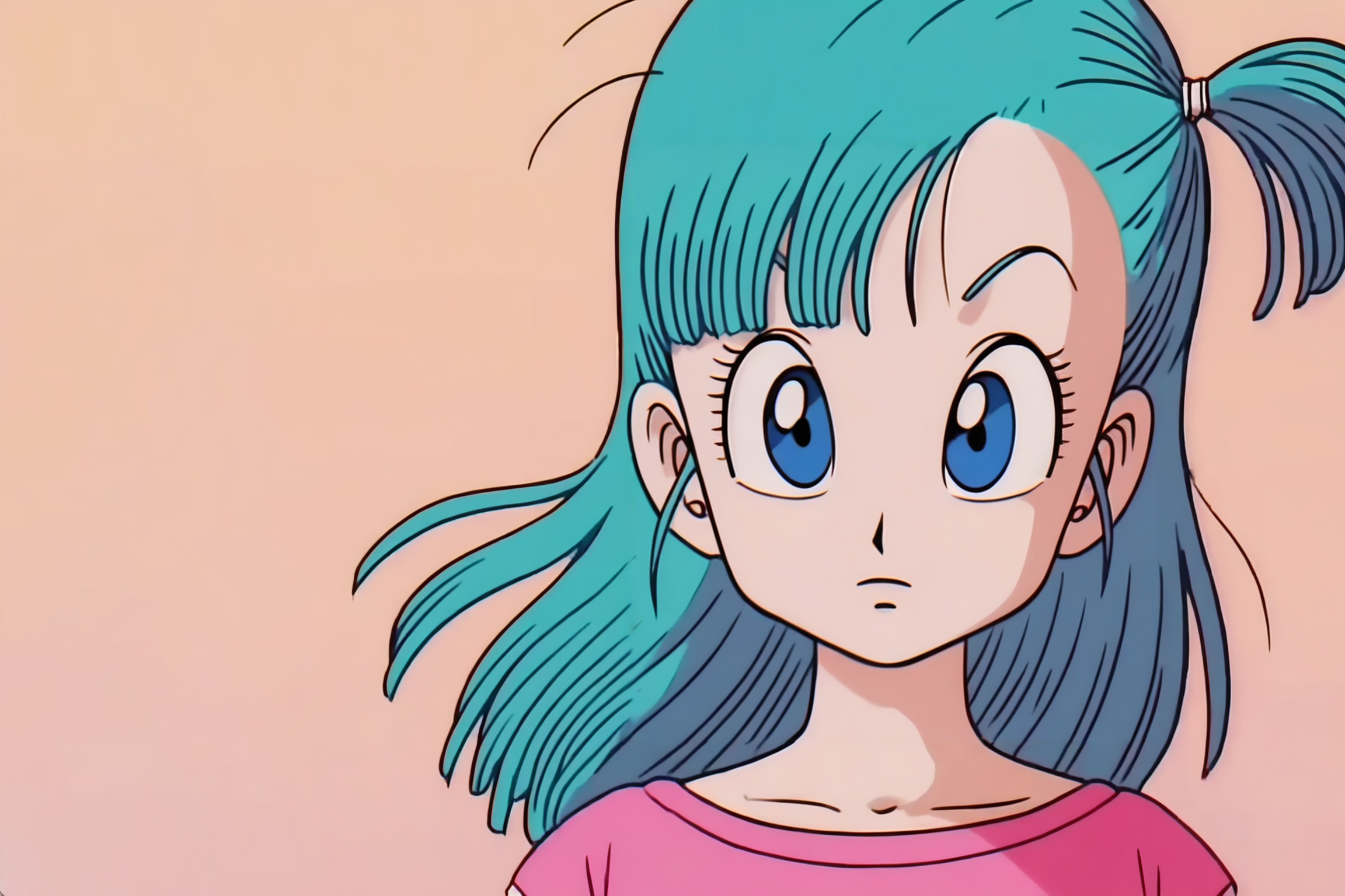source_anime, score_9, score_8_up, score_7_up, anime screencap, absurdres,
bulma \(dragonball\), official style, 1girl, solo, looking at viewer, blue eyes, shirt, collarbone, upper body, eyelashes, floating hair, one side up, expressionless, wind, aqua hair
<lora:DB_Bulma_v1:0.8>