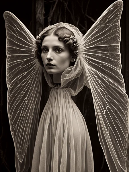 score 9,score 8 up,score 7 up, (disembodied head:1.2),art by (Arthur Hughes, Peter Basch, Man Ray, Marc Adamus, Harold Edgerton), Oniric portrait of the moth queen ermerging from her silk cocoon, her long silken wings trailing behind her : RAW photo, dslr, film grain, Fujifilm XT3, low-key, atmospheric haze, cinematic still, dynamic lighting, moody, OverallDetail <lora:Animagine_disembodiedhead_v2:1.2><lora:Hyper-SDXL-8steps-lora:0.7>