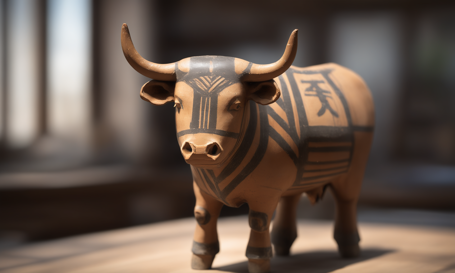 <lora:paintedpotterycd_xl-000004:0.8>,a handmade sculpture toy of a ox made of painted pottery in office scene,paintedpotterycd_xl,miniature,tilt-shift,solo,indoors,chinese zodiac,wooden table,cutie,cute,still life,animal statue,front view,facing viewer,looking at viewer,(Unbelievable Digital Artwork:1.3),fine art,CGSociety,ArtStation,master works, 8K, HDR, UHD, masterpiece, best quality, highly detailed, high resolution, finely detail, extremely detailed, ultra detailed, wallpaper