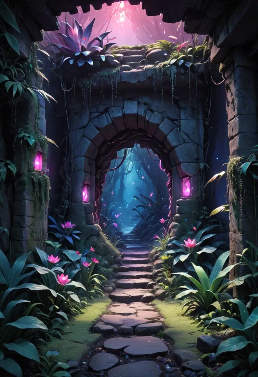*Channel_42*
*Jungle* *Pink* *Blue* *Violet* *Indigo* *Aloe* *Lotus* *Druidic* *Ruins* *Night* *Fireflies* *Glowing* *Cave* *Entrance* *Portal*