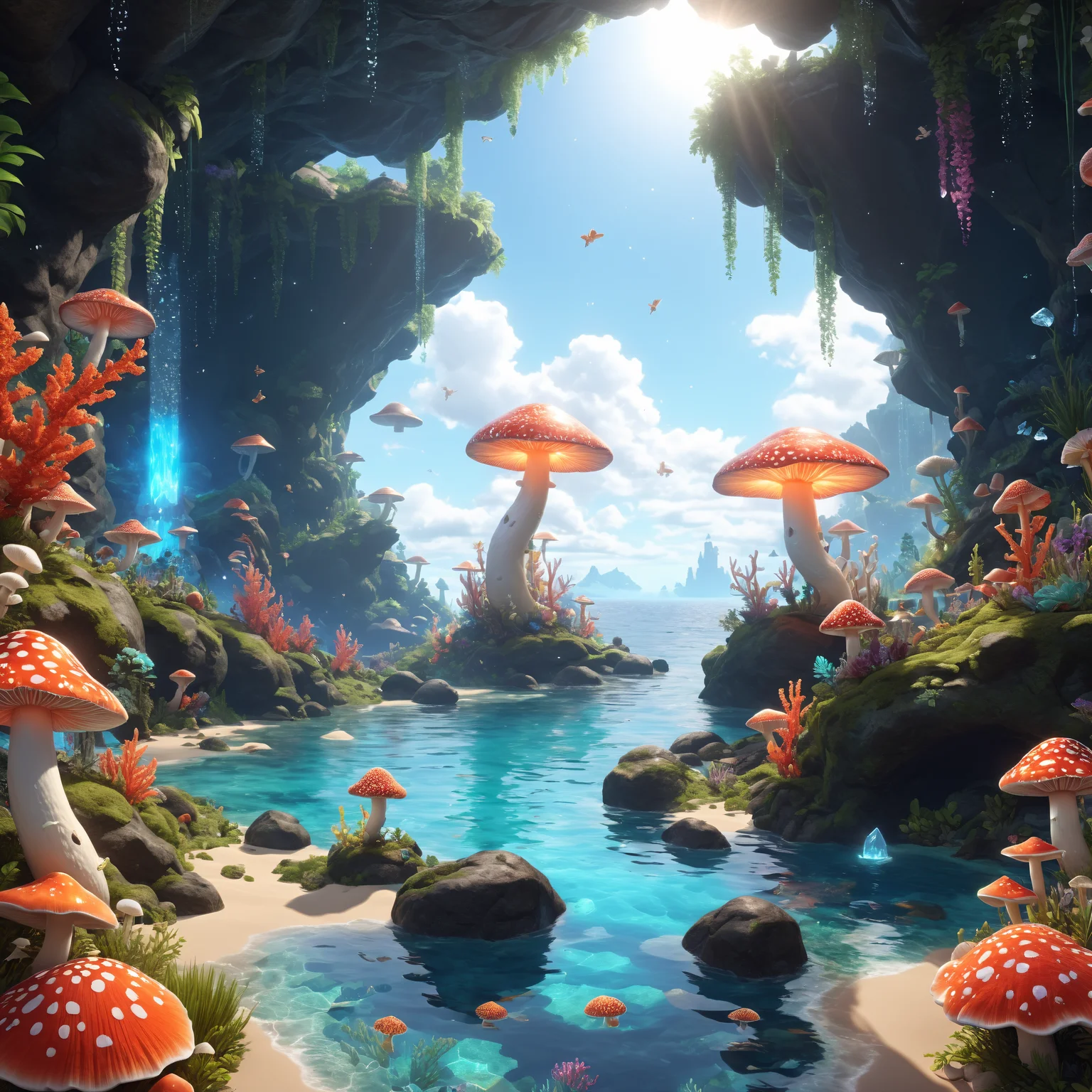 (from:magical forest|lava fields|0.4|underwater caves|0.6:0.9524), where, (from:unicorns|fire sprites|0.5|merfolk|0.3:0.9524), dwell in harmony., (from:Glowing mushrooms|Fiery crystals|0.6|Bioluminescent corals|0.4:0.9524), light up the surroundings, masterpiece, best quality, detailed, realistic, 8k UHD, high quality, lifelike, precise, vibrant, absurdres, SimplepositiveXLv1