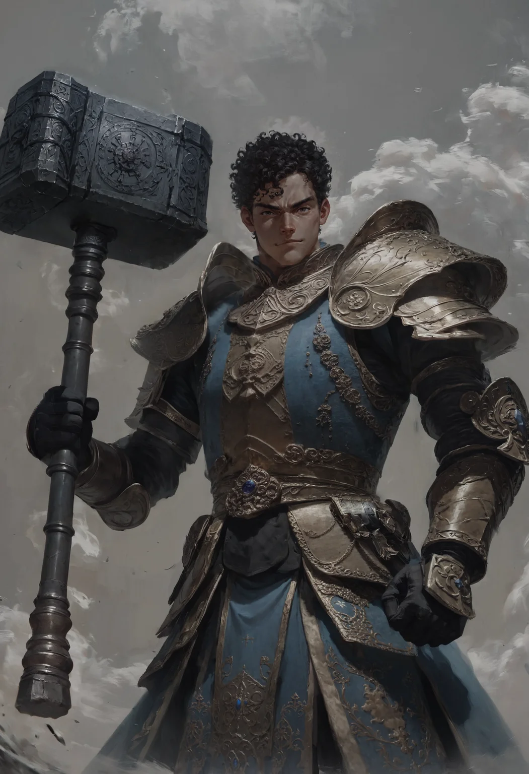 score_9, score_8_up, score_7_up, (highres image, ultrares, absurdres, ultra detailed), masterpiece, warrior,badass,muscular,<lora:Concept Art Eclipse Style LoRA_Pony XL v6:0.8> , fantasy , medival, , <lora:Pony_DetailV2.0:0.8> , full boby, <lora:HammerTime:1> <lora:Knight_Armor_for_Pony_V2:1> <lora:pony_good_hands:1> good_hands <lora:BattlehammerV2:1>