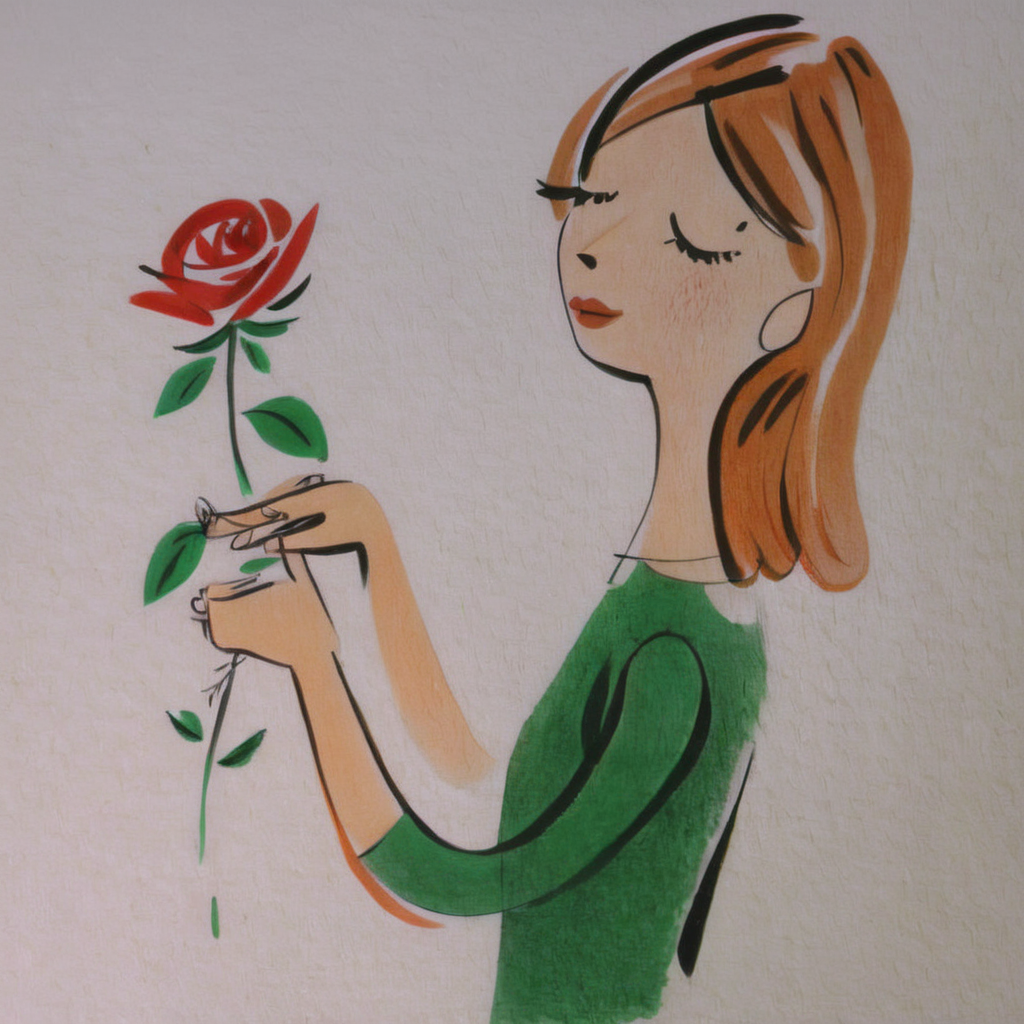 drawix23  girl with rose in garden,  very detailed<lora:drawix23:1>