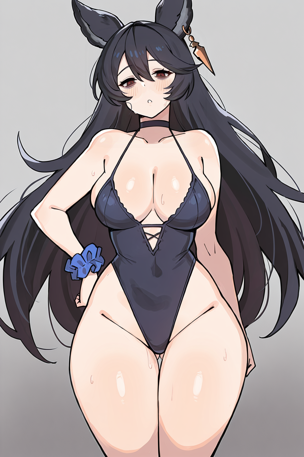 1girl, solo, kuromaruart,
looking at viewer, nier \(granblue fantasy \),granblue fantasy,erune,casual one-piece swimsuit,bags under eyes,wrist scrunchie,ear piercing,black hair, ,
masterpiece, best quality, amazing quality, very aesthetic, absurdres, newest, perfect anatomy, very aesthetic, very awa, <lora:kuromaruart:1>