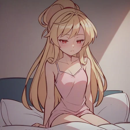 score_9, score_8_up, score_7_up, score_6_up, traditional media, tsukar3ta style,
1girl, solo, serenavp, blonde hair, long hair, hair down, red eyes, pink camisole, sleeveless, indoors, sitting, bed, half_closed eyes, indoors, inn,
<lora:tsukareta_san_style:0.8>,
<lora:characters_sketch_PDXL:0.3> Stexsketch,
<lora:fix_hands:1.5>,
<lora:viopriserenapony:0.8> serenavp