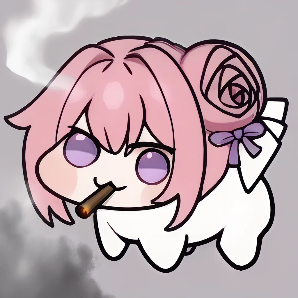 score_9, score_8_up, score_7_up, source_anime BREAK solo, <lora:Stoned-pdxl_Fp:1>, stoned, smoking, smoke,  <lora:Doro_X_PDXL_V1:1>, doro, creature, :3, chibi, pink hair, purple eyes, hair bun, hair bow, four legs