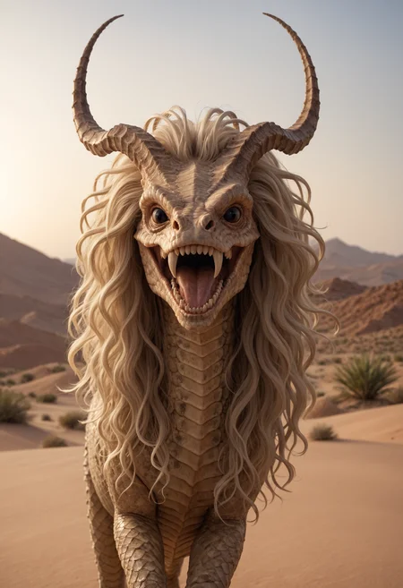 rating_safe,
hideous
horned
creature,
thin,
patterned scales
,flowing mane
,pointed teeth
,long antenna
,
source_furry,
desert,
prancing,
soft lighting, ,
detailed realistic photo <lora:zavy-cntrst-sdxl:0.7>