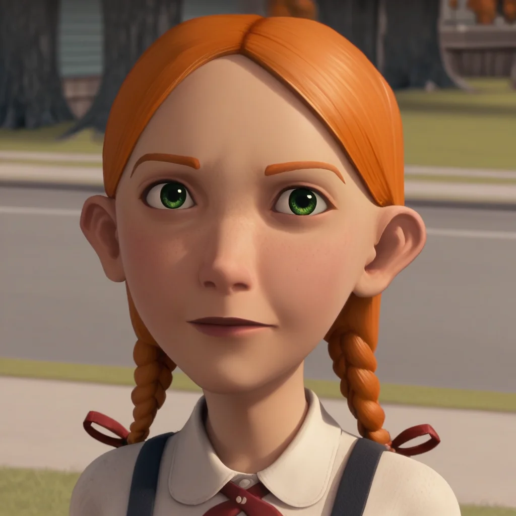 score_8_up, BREAK, JennyBennett , 1girl, solo, orange hair , twin braids, green eyes, red ribbon, white collared shirt, suspenders, portrait, outdoors, <lora:JennyBennett_PXL_Leaf1:1>, depth of field, looking at viewer,