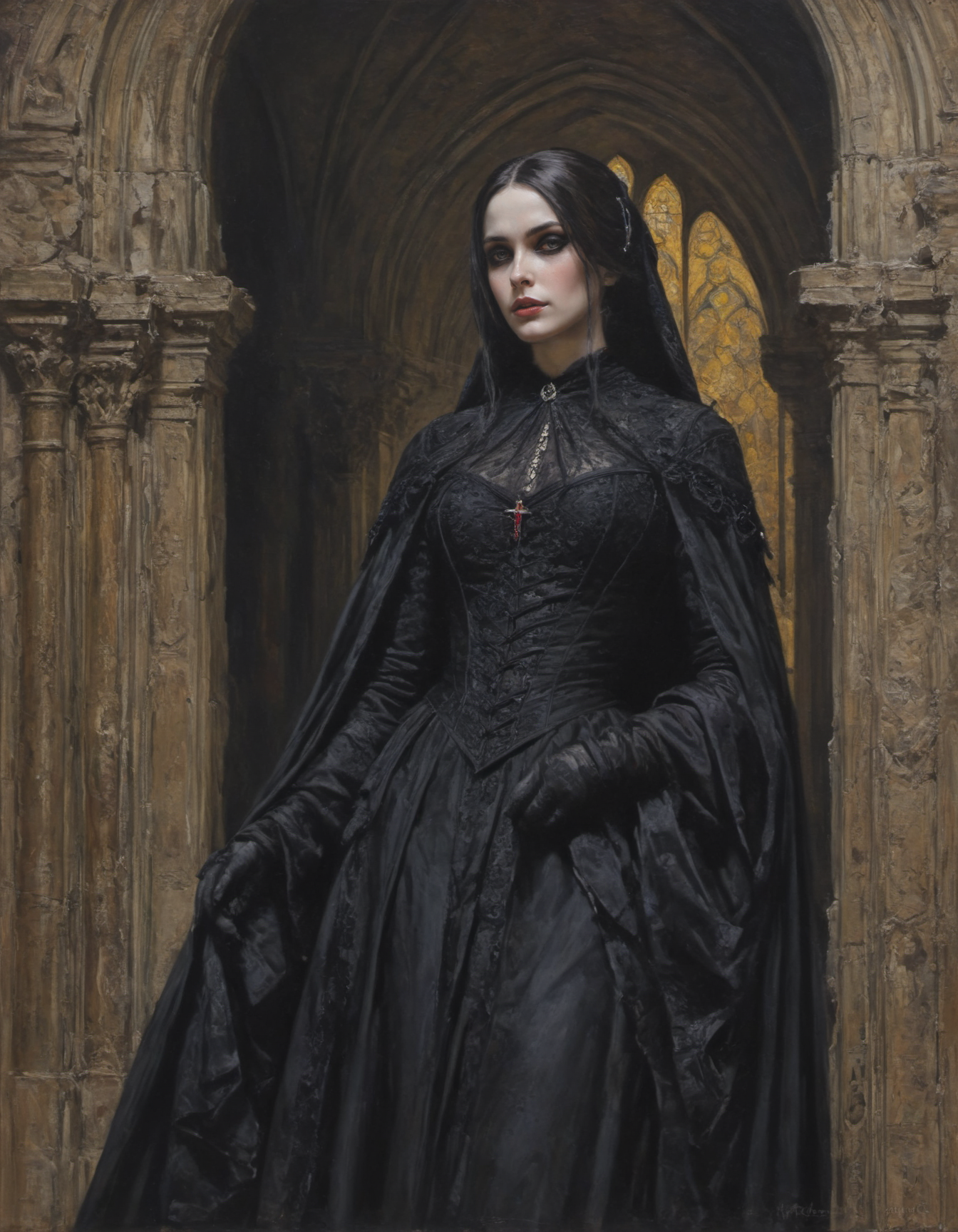by Mort Kunstler,  (gothic but extremely beautiful:1.4), (masterpiece, best quality:1.4) , in the style of nicola samori, looking at viewer
<lora:epi_noiseoffset2:0.5> <lora:add-detail-xl:1> <lora:xl_more_art-full_v1:0.5>  <lora:NicolaSamori:0.7>