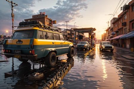 masterpiece, best quality, (3d:1.2),vehicle,street,syberpunk,rain,sunset,
<lora:Vehicle:0.7>
