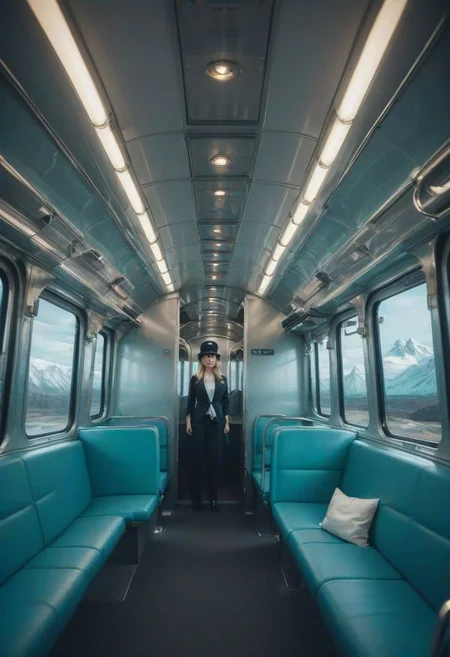 a beautiful woman on a train perfect blonde hair, (modern photo, train conductor uniform, train conductor hat:1.1), 24mm, (analog, cinematic, film grain, hazy atmosphere:1.3), ((plain tiffany blue background, jazz club:1.2)), detailed eyes, (seductive), (epicPhoto), (looking at viewer), (cinematic shot:1.3),
CyberRealistic_Negative, zoya, traincabin