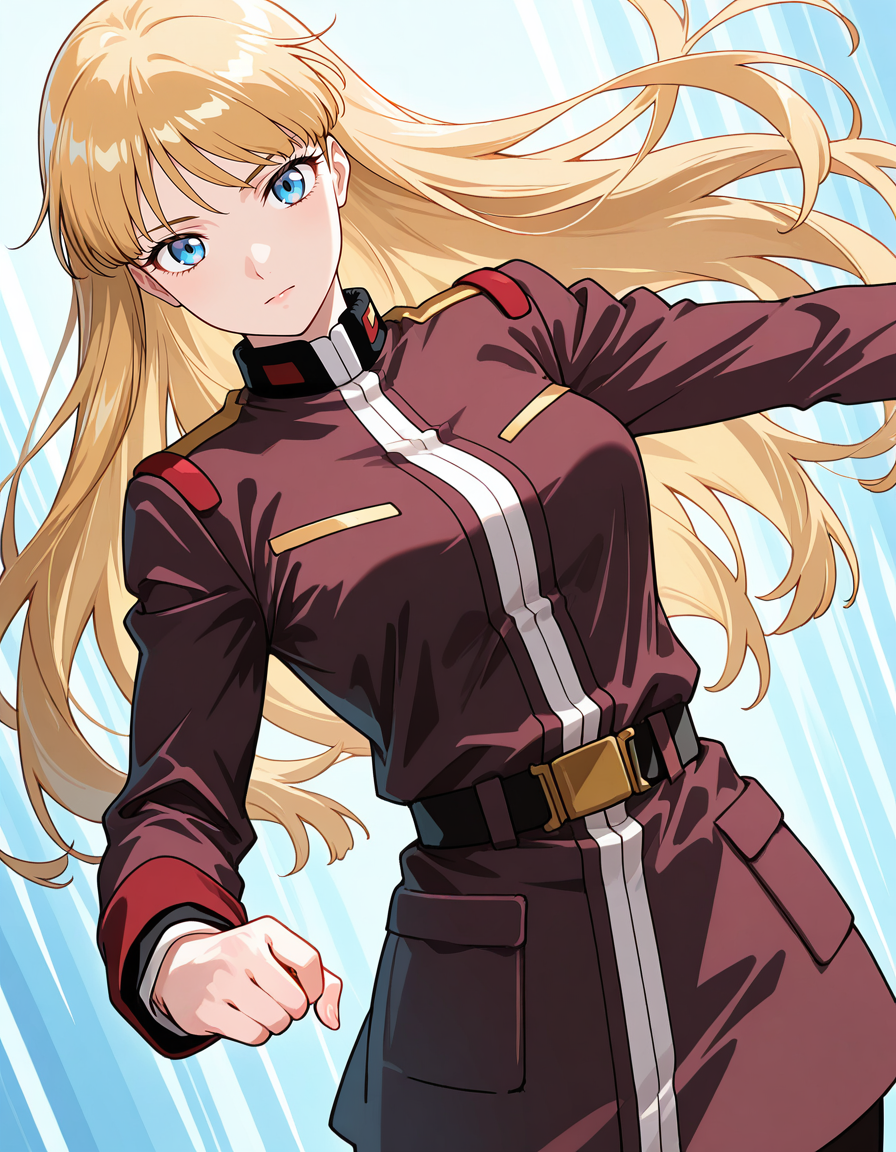 score_7_up, anime BREAK official art, solo, 1girl, one girl, 
<lora:Lucille_Liliant:1>, Lucille Liliant, long hair, blonde hair, blue eyes, 
military uniform, dynamic angle, dynamic pose, 
(masterpiece:1.3), best quality, high resolution, unity 8k wallpaper, extremely detailed CG, 8K, (watercolor \(medium\), muted color, sketch:1.1), perfect anatomy, highly finished, masterpiece, best quality, high quality, amazing quality, great quality, very aesthetic, ultra detailed, highres, absurdres, highly detailed, highly detailed background,