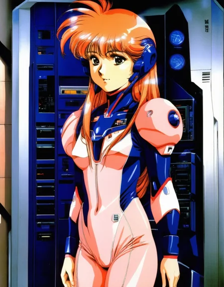 urushisato, 1980's and 1990's cute plugsuit, skinsuit, Japanimation, toshiba yamaha sony product designs, vintage electronics spaceship interior background, VHS, long_hair
<lora:xl_urushihara_satoshi_v16:1> peach and navy