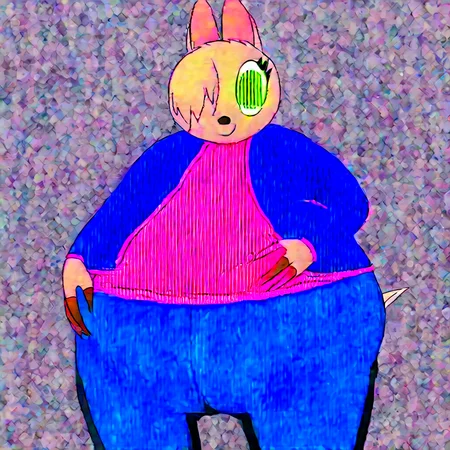maydine, anthro, deer, solo, 1girl, furry, green eyes, furry female, animal ears, hair over one eye, hand on belly, big belly, Purple Jacket, Small Pink Shirt, Black Jeans