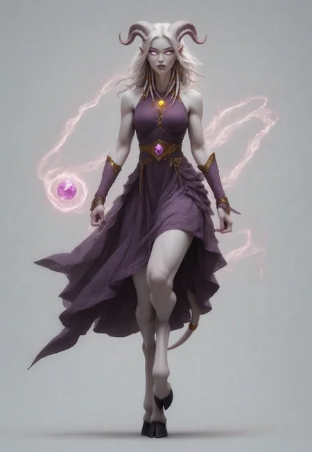 (absurdres, highres, best quality, masterpiece:1.4), 
score_9, score_8_up, score_7_up, score_6_up, 
detailed, 
detailed body, 
detailed face, 

(culDraenei, 
female, 
purple eyes, 
no sclera, 
no pupils, 
athletic, 
tall, 
slim, 
pale skin,
grey skin, 
long ears),

loose long purple dress,  
yellow pendant, 
sleeveless, 
magical spell, green aura, 

cheerful, 
(((full body))), 
posing, 
floating, 

(((white background, plain background))), 
(((no objects in background)))