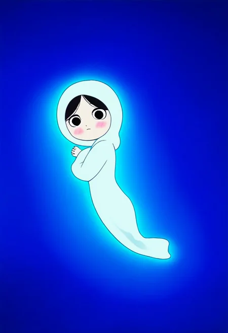 zPDXL3, source_cartoon, Perfect Hands, full body,
1girl, solo, under the sea, looking at viewer, saoirse, black hair, black eyes, blush, ghost, hood up, robe, barefoot, glowing, lying under the sea, from above, lying on side, facing at viewer, feeling cold, eyes open, emotionless, closed mouth, sleeve past wrist, slim body, long body, highlight cloth wrinkle, anime style face, seals nearby, playing shell, dark blue background,
<lora:Perfect Hands:1>  <lora:Saoirse_-_The_Song_of_the_Sea-000009:1>