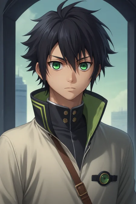 score_9, score_8_up, score_7_up, source_anime, , semi-realistic, looking at viewer, upper body, , 1boy, solo, male focus, <lora:yuuichirou_hyakuya_pony:0.84>, yuuichirou_hyakuya, black hair, green eyes, short hair, hair between eyes, , science fiction speculative fiction, , <lora:sdxl_lightning_8step_lora:1>