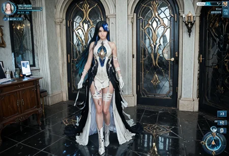 mai_pgr_selena_xs
1 adult woman, bandaged_arm,bandages,bare_shoulders,black_dress,black_hair,blue_eyes,blue_hair,boots,colored_inner_hair,gloves,high_heels,jewelry, long_hair,multicolored_hair,solo,streaked_hair,very_long_hair,white_dress,white_gloves
VG_SS, fake screenshot,
(High Resolution), (More Details), (8K), (High Resolution)
