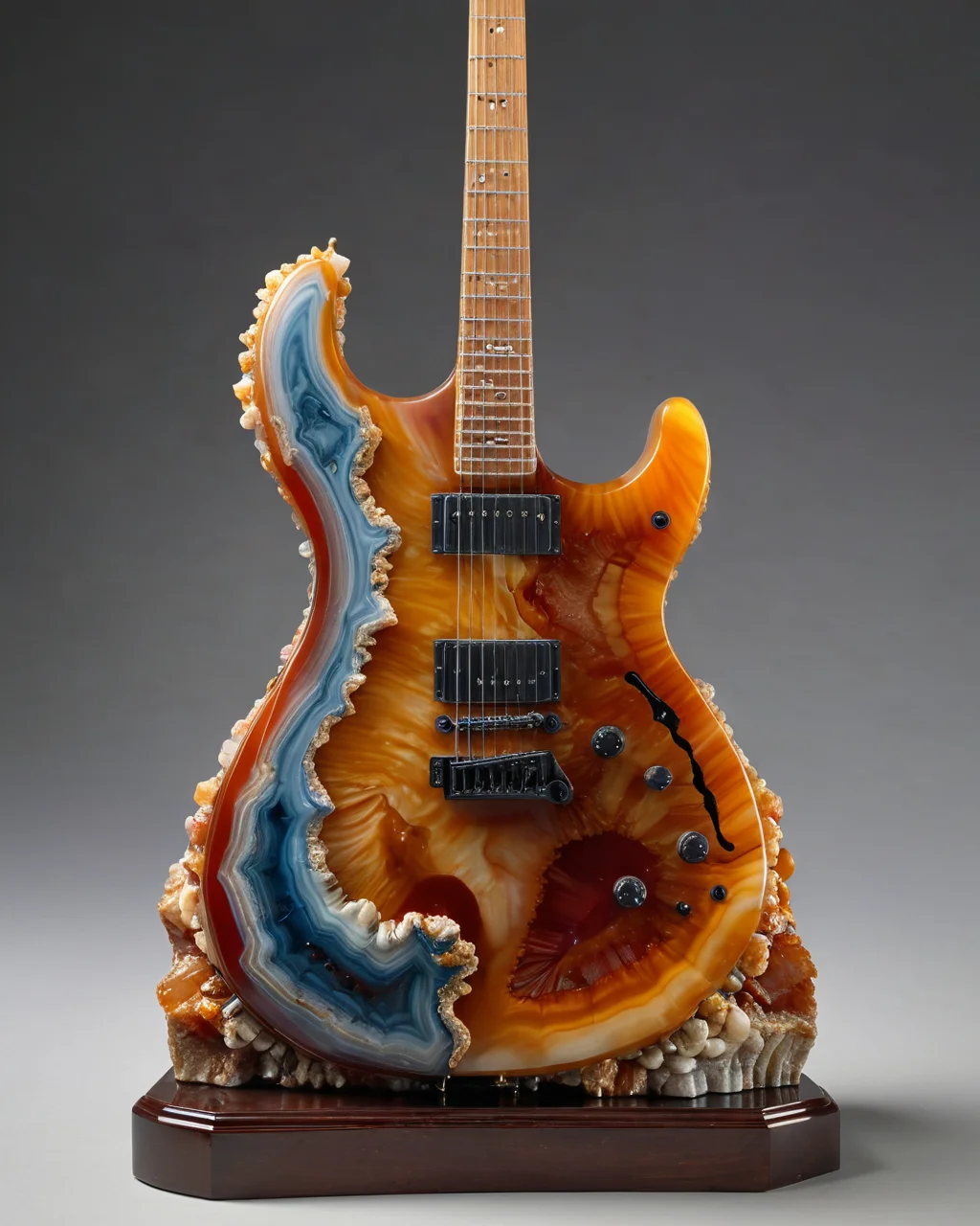 an six-string electric guitar carved into a large block of agate, <lora:add-detail-xl:1.0>, <lora:xl_more_art-full_v1:0.5>,