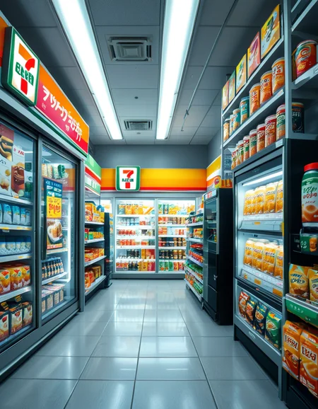 The interior of a Japanese 7-Eleven convenience store, brightly lit and impeccably organized. Shelves are neatly stocked with a variety of colorful snacks, including Japanese-exclusive chips, candy, and instant ramen with vibrant packaging. A refrigerated section displays an array of neatly arranged onigiri, bento boxes, and sandwiches, each with detailed labels. The drink section showcases an assortment of bottled teas, unique flavored sodas, and energy drinks in sleek, modern packaging. A small counter near the entrance features a steaming selection of freshly prepared oden in a glass display, emitting a warm, inviting aroma. The store's floor is pristine, with clear aisle markers and signs in both Japanese and English. A self-checkout kiosk and a cashier counter equipped with a digital payment system are visible in the background. Soft background music plays, adding to the welcoming atmosphere. The image is highly detailed and photorealistic, capturing the textures of product packaging, the glow of refrigerated displays, and the immersive experience of a Japanese convenience store.
<lora:SDXLFaeTastic2400:0.4> <lora:extremely_detailed:0.4> extremely detailed, <lora:Japanese_7-Eleven:1>,Japanese 7-3l3v3n, Masterpiece,best quality,hi res,8k,hi res,8k,award winning,(sharp focus, intricate, highly detailed),