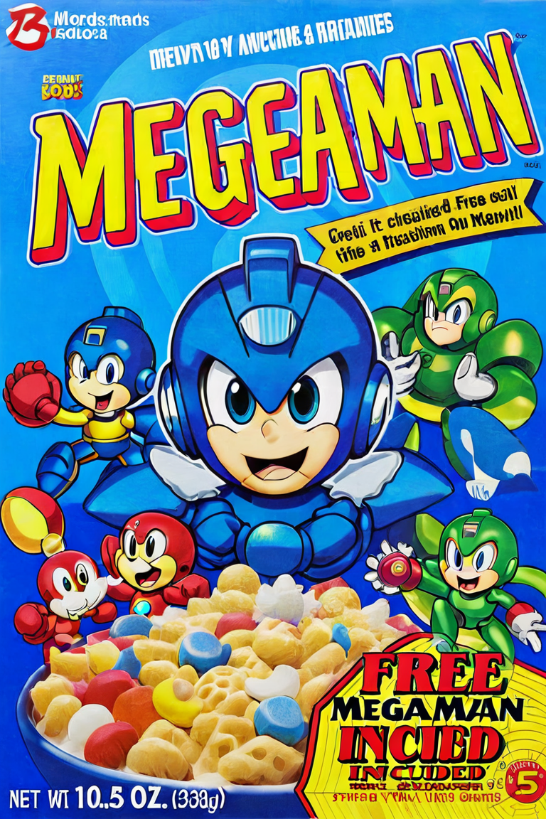 Mega Man <lora:style_xl.cereal_box_sdxl_v1:1>  free  included