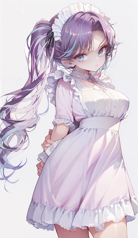 score_9_up, score_8_up, score_7_up, shiny highlights, volumetric lighting, sharp, 
1 cute girl,  frilly maid, annoyed, long hair, twin tails, (Hands behind back:1.6), starlight,
 <lora:incase---1:0.4>  <lora:[GP] Asura Style [Pony XL]:1> <lora:CandyCuteStylePDXL_484943:1><lora:HongBsWs_PonyXL_style_v01:0.7> <lora:jima_style_pdxl_goofy:1>