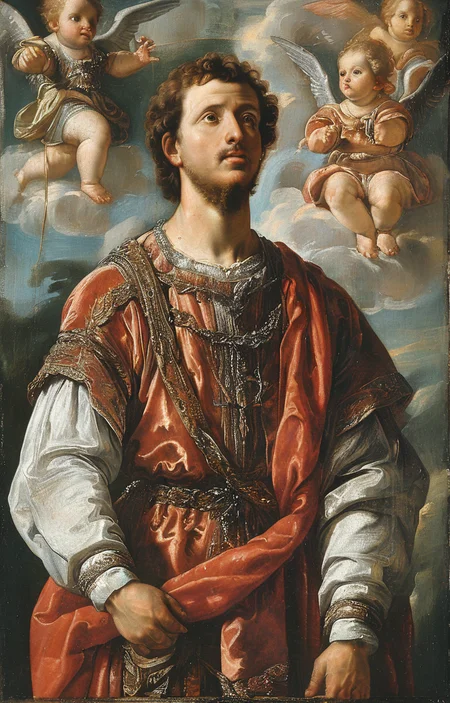 masterpiece,best quality,<lora:tbh206-sdxl:0.9>,illustration,style of Francesco Albani portrait of noble man