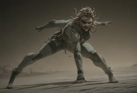 snake_hair, Score_9, score_8_up, score_7_up, 8k, masterpiece, uhd,8k textures,illustriousanime, ultradetailed, award-winning work, absurdres, very aesthetic quality,full body, dynamic pose, dynamic angles, combat, dutch angle, gunshot, enemies:1.2, snake's fighting enemies:1.2,
Solid snake, beard, eyepatch, snake_hair, worm on a string hair, fluffy, multicolored hair, snake,yoji_shinkawa,anime, cyberpunk