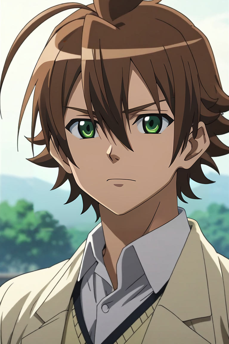 score_9, score_8_up, score_7_up, source_anime, intricate details, anime screencap, anime coloring, official style, , , depth of field, 1boy, solo, male focus, <lora:tatsumi_akame_ga_kill_pony:0.78>, tatsumi_akame_ga_kill, brown hair, green eyes, short hair, hair between eyes, ahoge, , science fiction horror, , <lora:sdxl_lightning_8step_lora:1>
