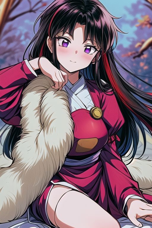 2girls, orphan,  best quality 1girl Setsun4 solo long hair,  (night time) forest background black hair very long hair purple eyes multicolored hair armor (fur trim) (medium body),<lora:EMS-179-EMS:0.800000>,<lora:EMS-293862-EMS:0.800000> bow, hair_bow, hair_tubes, red_bow, brown_hair, long_hair, bangs, ascot, frilled_bow, yellow_ascot, blush, smile, hair_between_eyes, athletic, armor, miko, ,(((intricate outfit,intricate clothes,embroidered outfit,ornate outfit,embroidered clothes,ornate clothes))), laying down, lying down