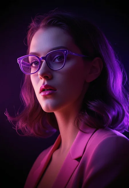 ((Introduce quality iteratively))((unambiguous unequivocal sampling))(extreme haute couture pink cocktail dress)(detailed skin, pores, sweat, blush, imperfections)(mysterious, ethereal, intimidaitng. cinematic lighting, epic cinematic color style)(inspired by style of David Lynch and Stanley Kubrick doing things never done before)(pure sharpness)(k black point)((art of greatness))(magnificent gradients)((blacklight ultraviolet colors complementary saturated hues))((vignette))f(x)Thriller. Glasses.