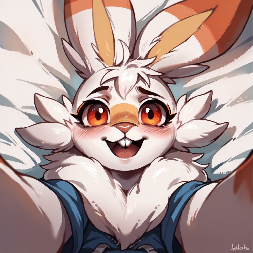 score_9, score_8_up, score_7_up, source_furry, scorbunny, POV, looking at viewer, blush, smile, open mouth, buck teeth