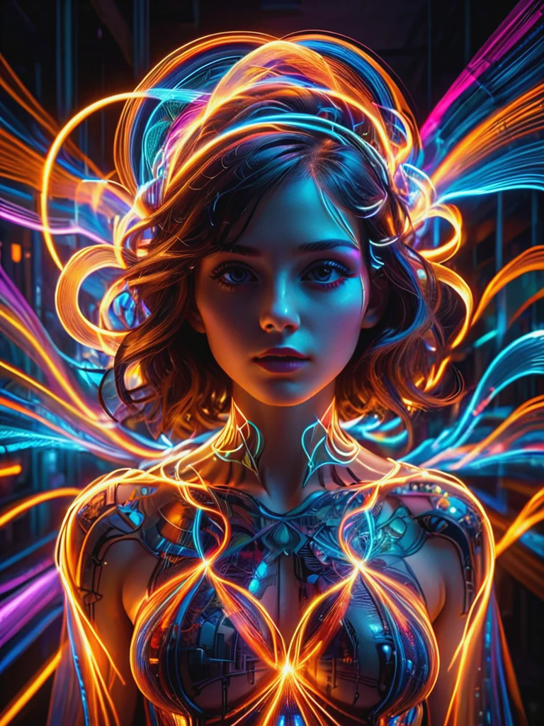 ral-exposure, 1girl, in the style of double exposure, neon art nouveau, long exposure, wimmelbilder, layered lines, neonpunk, chiaroscuro, best quality, masterpiece, highres, absurdres, incredibly absurdres, huge filesize, wallpaper, colorful,8K,RAW photo <lora:ral-exposure-sdxl:1>