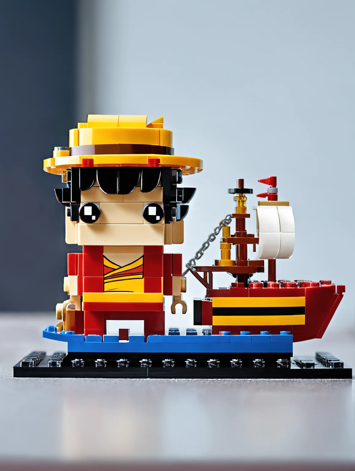 <lora:lego_v2.0_XL_32:0.8>
LEGO BrickHeadz, Monkey D. Luffy on a ship, in One Piece