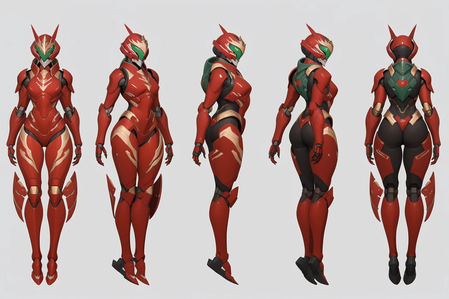 (GENERAL:0), mecha, robot, masterpiece, best quality, very aesthetic, absurdres, solo, standing,
(VIEWS:0), full body character turnaround of mecha,
Multiple views of the same mecha, (simple background, white background:1.2), multiple views, side view, back view, front view,
,
mask, helmet,
Tortoise\(animals\)ï¼
warframe,
plate armor, power suit, alien,
android, cybersuit, upper armor, mechanical arms, machinery, prosthesis,
(bodyshape:0), Tall and lean body,
(clothing:0), (Off-the-shoulder frilled shirt paired with a flowy floral print long skirt and wedge sandals:0.6),
(red
medieval theme character design:1.1),
<lora:MechTurnXLRemix_v1:.75>
<lora:MechTurnXL_v1:.25>
<lora:ClothTurnXLRemix_v1-000004:.25>
<lora:ClothTurnXL_v1-000004:0.25>
<lora:CharTurnXL_v2:0.25>
<lora:xl_more_art-full_v1:.25>,
<lora:Alphonse Mucha Style:.1>, Alphonse Mucha Style page
<lora:å½é£æç»SDXL:.1>