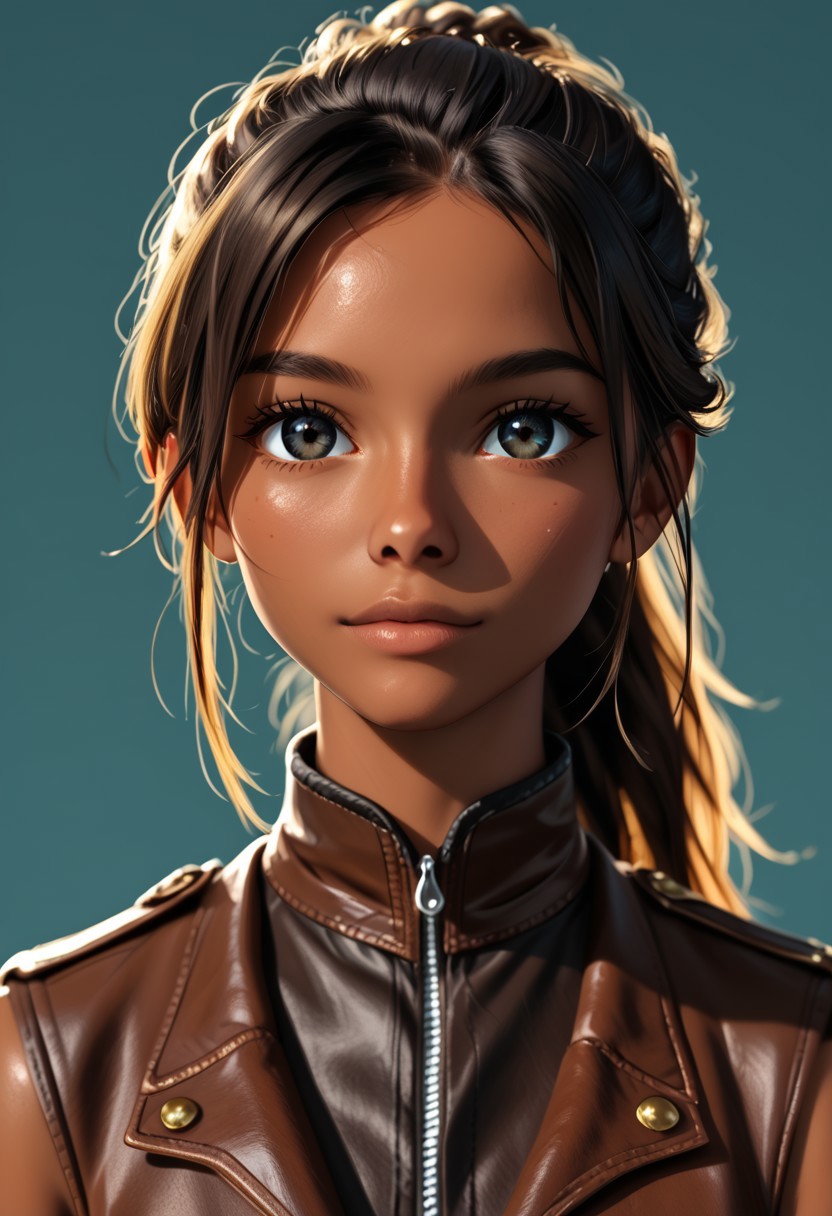 1girl, Masterpiece, 8k, ultra high detail, score_7 up, 
volumetric lighting, vivid colors, vibrant colors,  score_8_up, score_9,  small breast size, sporty black ponytail hair,  fcNeg, stunning dark eyes,   tan skin, small nose, innocent beauty, slim face,  cute face, athletic body, perfect sporty body, extreme detailed body, intence dark eyes,  perfect face, ultra high detailed face, perfect eyes, petite, 
As fantasy ranger, in mystic woods, fantasy, brown leather trousers, dark leather boots, brown leather top, a bow on her back, 
BadDream, d3t41l3d,