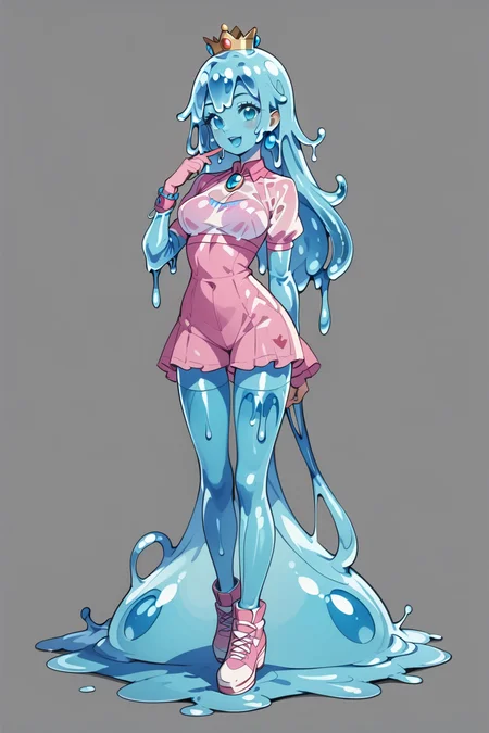 score_9, score_8_up, score_7_up, score_6_up, BREAK, 1girl, full body, princess peach, slime girl, <lora:GooSkin:1> gooskin,