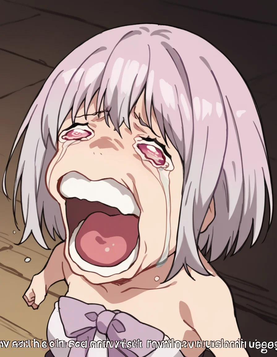 score_9, score_8_up, score_7_up, source_anime, <lora:akane-shinjou-s1-ponyxl-lora-nochekaiser:1>, akane shinjou, light purple hair, pink eyes, short hair, large breasts,, <lora:chopper-crying-ponyxl-lora-nochekaiser:1> chopper crying, chopper crying (meme), meme, wavy eyes, crying, tears, teeth, open mouth, tongue,, ,